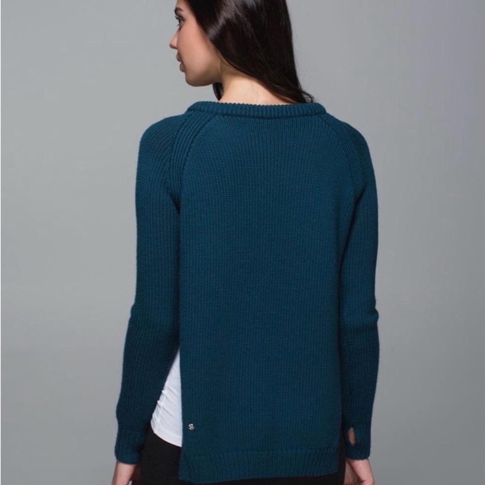 Lululemon Yin to You Chunky Knit Merino Wool Sweater - Deep Teal Alberta Lake - Picture 2 of 9